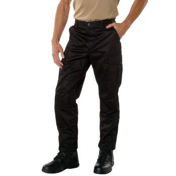 Black BDU Cargo Pants Relaxed Fit Zipper Fly Security Officer Uniform