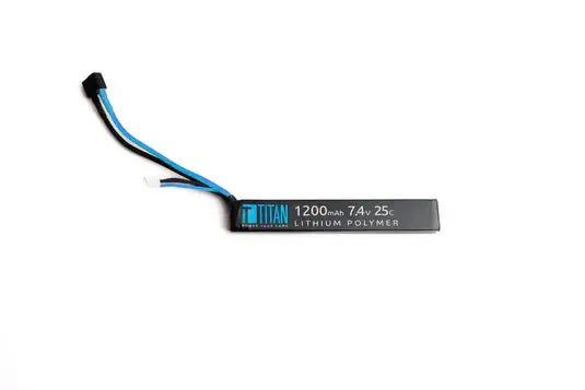 Titan Airsoft 7.4V LiPo Stick Battery 1200mah 25C Fits in Buffer Tube Titan