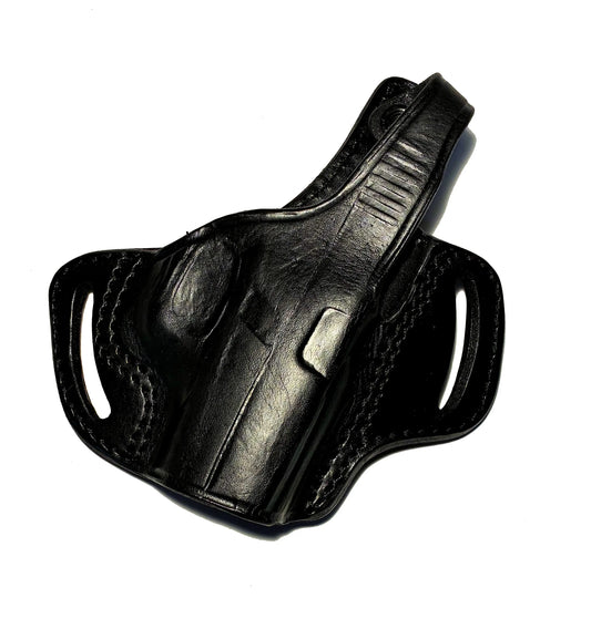 Glock 43/43X Black Leather Belt Holster Thumb Break RMR Cut Tagua Blackjack Tactical